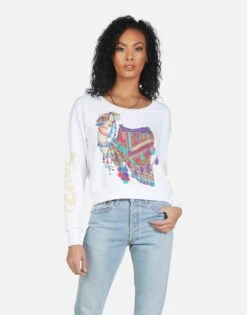 Farrah Peace Love Camel -Sweater Store 1027 CSA 14157 WHT 03