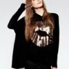 Wilma Rose Gold Foil Lip -Sweater Store 1092 HAC 11705 JTBLK 01