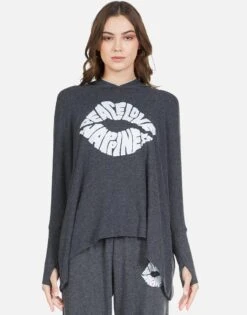 Wilma Happiness Lip 15 Wilma Happiness Lip -Sweater Store 1092 HAC 12735 BLK happiness lip hoodie lauren moshi 01