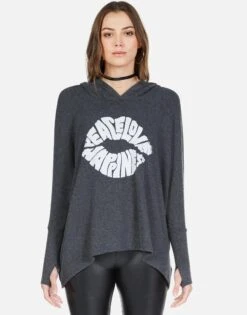 Wilma Happiness Lip 16 Wilma Happiness Lip -Sweater Store 1092 HAC 12735 BLK happiness lip hoodie lauren moshi 02