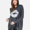 Wilma Happiness Lip 2 Wilma Happiness Lip -Sweater Store 1092 HAC 12735 BLK happiness lip hoodie lauren moshi 09