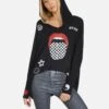 Wilma Checker Tongue 1 Wilma Checker Tongue -Sweater Store 1092 HAC 13758 BLK 02