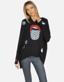 Wilma Checker Tongue 7 Wilma Checker Tongue -Sweater Store 1092 HAC 13758 BLK 03