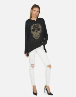 Wilma X Beaded Chain Skull 11 Wilma X Beaded Chain Skull -Sweater Store 1092 HAC 14336 BLK 01