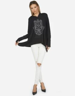 Wilma X Butterfly Hamsa -Sweater Store 1092 HAC X14468 BLK 01