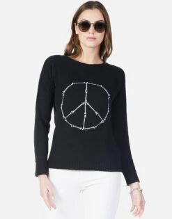 North Peace Bones -Sweater Store 1103 CSM 1E52 BLK peace bones cashmere sweater lauren moshi 01