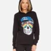 Corbin Rainbow Peace Skull -Sweater Store 1201 CSA 14459 BLK 01