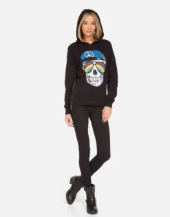 Corbin Rainbow Peace Skull -Sweater Store 1201 CSA 14459 BLK 02