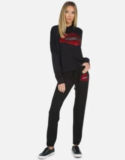 Delilah X Crystal Biting Lip -Sweater Store 1284 MSF X13056 BLK 03