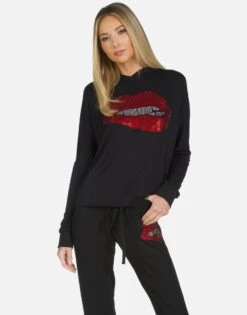 Delilah X Crystal Biting Lip -Sweater Store 1284 MSF X13056 BLK 05