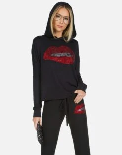 Delilah X Crystal Biting Lip -Sweater Store 1284 MSF X13056 BLK 07