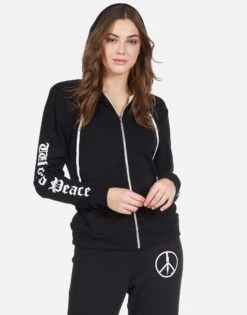 Lennox World Peace -Sweater Store 1287 CSA 22797 BLK world peace hoodie lauren moshi 06