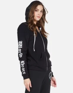 Lennox World Peace -Sweater Store 1287 CSA 22797 BLK world peace hoodie lauren moshi 07