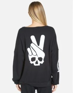 Sierra Skull Peace Hand -Sweater Store 1298 CSA 23782 BLK 06