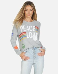 Everly Peace Love Stripe -Sweater Store 1381 HAC 14094 HEG 02