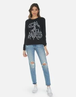 Everly I'm A Mess 9 Everly I'm A Mess -Sweater Store 1381 HAC 14220 BLK 03