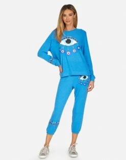Everly Chain Evil Eye Pullover -Sweater Store 1381 HAC 14376 SKBLU 01