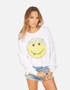 Chevelle Happy Daisy Peace -Sweater Store 1495 FTL 14525 WHT 04