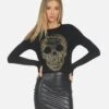 Mckinley X Beaded Chain Skull 2 Mckinley X Beaded Chain Skull -Sweater Store 2158 THR 14336 BLK 01