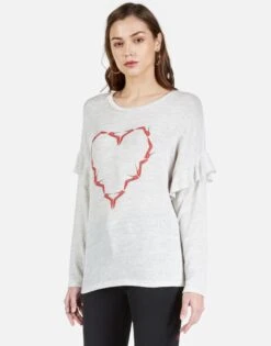 Kennedy High Heel Heart 12 Kennedy High Heel Heart -Sweater Store 2250 LWS 12646 PRLG high heel heart ruffle tee lauren moshi 02