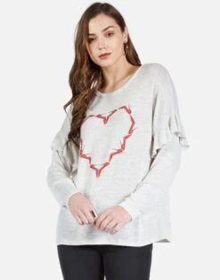 Kennedy High Heel Heart 10 Kennedy High Heel Heart -Sweater Store 2250 LWS 12646 PRLG high heel heart ruffle tee lauren moshi 04