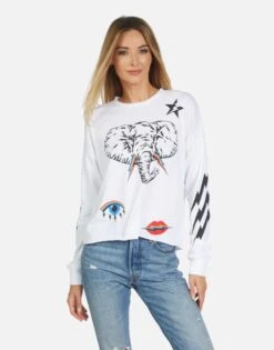 Luella Elephant Bolt Elements 13 Luella Elephant Bolt Elements -Sweater Store 2254 CTT 14057 WHT 03