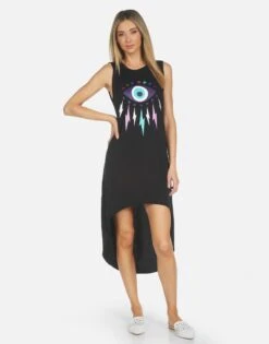 Genevieve Foil Electric Star Eye -Sweater Store 3076 CTT 14264 BLK 03