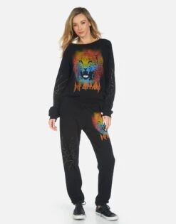 Gia Def Leppard Leopard -Sweater Store 4009 CSA 14256 BLK 04