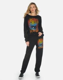 Gia Def Leppard Leopard -Sweater Store 4009 CSA 14256 BLK 05