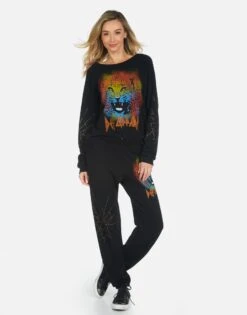 Gia Def Leppard Leopard -Sweater Store 4009 CSA 14256 BLK 07