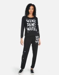 Tanzy Wine Is My Water -Sweater Store 4031 HAC 14162 BLK 03