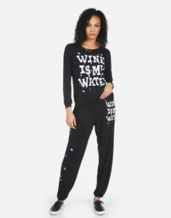 Tanzy Wine Is My Water -Sweater Store 4031 HAC 14162 BLK 05