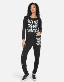 Tanzy Wine Is My Water -Sweater Store 4031 HAC 14162 BLK 06