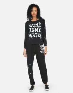 Tanzy Wine Is My Water -Sweater Store 4031 HAC 14162 BLK 07
