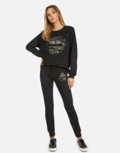 Jess Camo Lip -Sweater Store 4074 MSF 14047 BLK 03