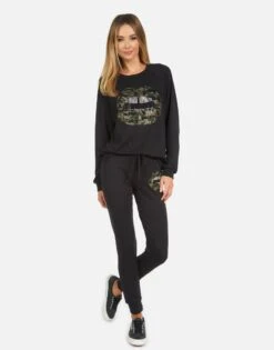 Jess Camo Lip -Sweater Store 4074 MSF 14047 BLK 08