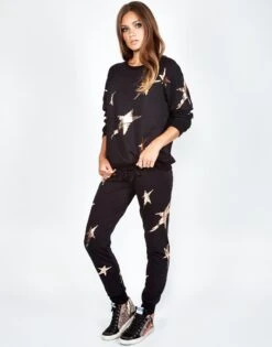 Jess Foil Scribble Stars -Sweater Store 4074 MSF 32241 BLK 05