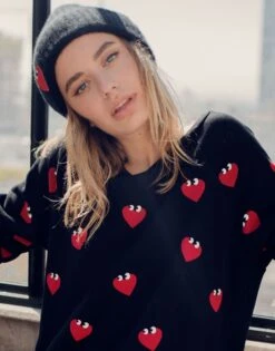 Blix Heartface Patch -Sweater Store 9073 CSM 3P49 BLK 4