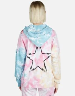 Koa Lightning Bolt Star -Sweater Store Lauren Moshi Lightning Bolt Star Tie Dye Hoodie 1337 CCFH 22999 KLDSCP 03