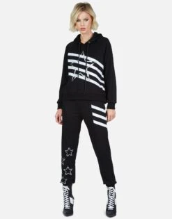 Mynx Lightning Bolt Star 16 Mynx Lightning Bolt Star -Sweater Store Lauren Moshi Lightning Bolt Stripe Star Hoodie 1342 MSF 12996 BLK 04