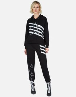 Mynx Lightning Bolt Star 18 Mynx Lightning Bolt Star -Sweater Store Lauren Moshi Lightning Bolt Stripe Star Hoodie 1342 MSF 12996 BLK 07