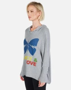Wilma Peace & Love Butterfly 17 Wilma Peace & Love Butterfly -Sweater Store Lauren Moshi Peace and Love Butterfly Womens Hoodie 1092 HAC 12926 HEG 02