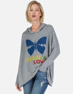 Wilma Peace & Love Butterfly 15 Wilma Peace & Love Butterfly -Sweater Store Lauren Moshi Peace and Love Butterfly Womens Hoodie 1092 HAC 12926 HEG 07