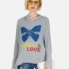 Wilma Peace & Love Butterfly -Sweater Store Lauren Moshi Peace and Love Butterfly Womens Hoodie 1092 HAC 12926 HEG 08