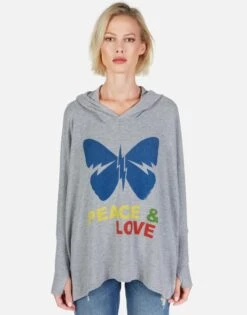 Wilma Peace & Love Butterfly 16 Wilma Peace & Love Butterfly -Sweater Store Lauren Moshi Peace and Love Butterfly Womens Hoodie 1092 HAC 12926 HEG 09