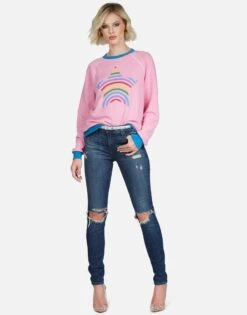 Raelynn Rainbow Star 14 Raelynn Rainbow Star -Sweater Store Lauren Moshi Rainbow Stripe Star LS Raglan Pullover Pink 1343 FTL 13001 CPKTBL 01