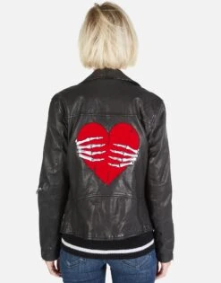 Posey Skeleton Hand Heart 27 Posey Skeleton Hand Heart -Sweater Store Lauren Moshi Skeleton Hand Heart Leather Jacket 1322 LTR 2P110 BLK 03