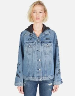 Stevie Varsity Panther -Sweater Store Lauren Moshi Varsity Panther Denim Jacket w Hood 1332 DNM 32906P11 VBLONX 01