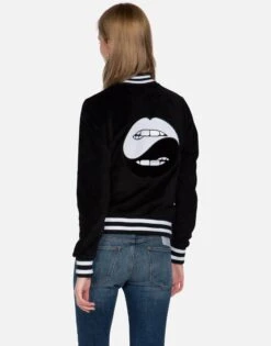 Cambria Biting Lip Yin Yang -Sweater Store lauren moshi biting lip yin yang faux fur bomber jacket 1349 PCF 2P131 BLK 06