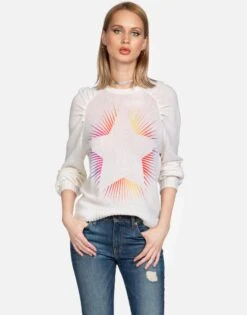 Vida Bright Starburst -Sweater Store lauren moshi bright starburst cashmere sweater 1350 CSM 13368 CRME 01